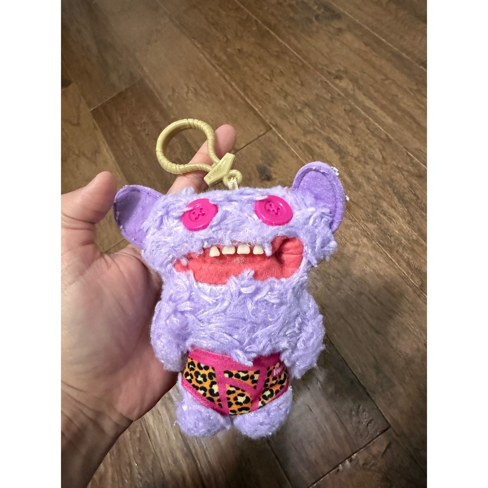 Fuggler Funny Ugly Monster Purple Plush Clip On Keychain Leopard Print Briefs
